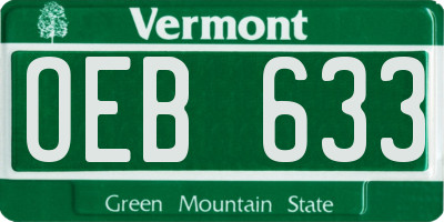VT license plate OEB633