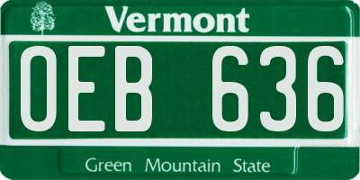 VT license plate OEB636