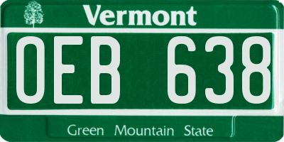 VT license plate OEB638