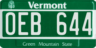 VT license plate OEB644