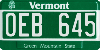 VT license plate OEB645