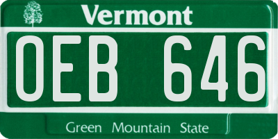 VT license plate OEB646