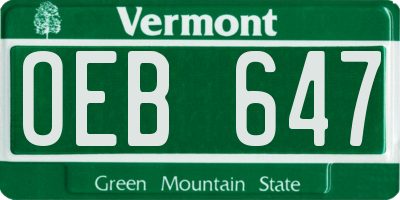 VT license plate OEB647