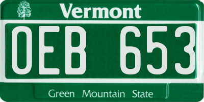 VT license plate OEB653