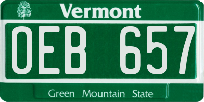 VT license plate OEB657