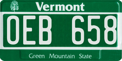 VT license plate OEB658