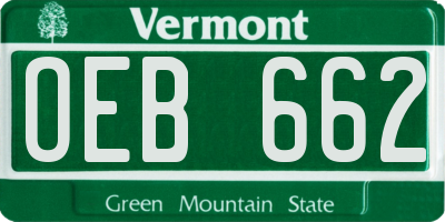 VT license plate OEB662
