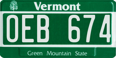 VT license plate OEB674
