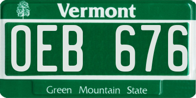 VT license plate OEB676