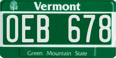 VT license plate OEB678