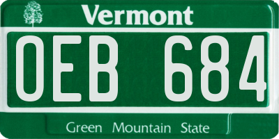 VT license plate OEB684