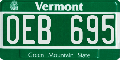 VT license plate OEB695
