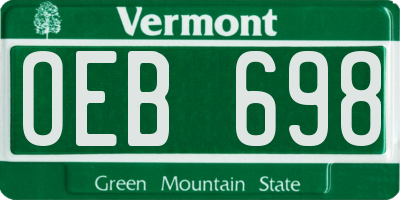 VT license plate OEB698