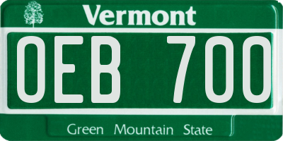 VT license plate OEB700