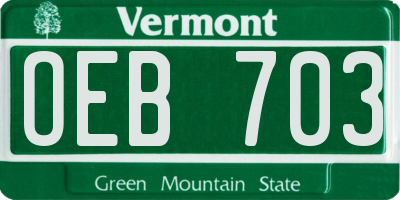 VT license plate OEB703