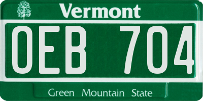 VT license plate OEB704