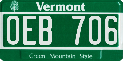 VT license plate OEB706