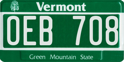VT license plate OEB708