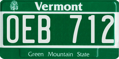 VT license plate OEB712