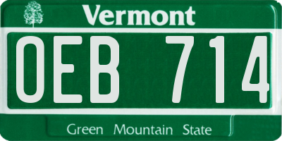 VT license plate OEB714