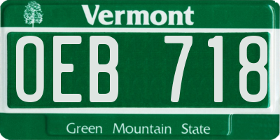 VT license plate OEB718