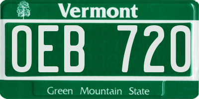 VT license plate OEB720