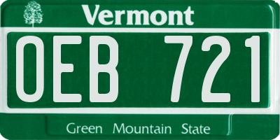 VT license plate OEB721