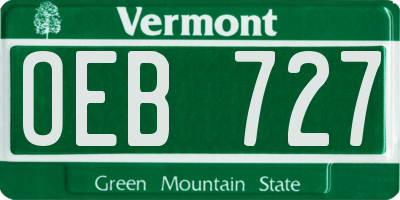 VT license plate OEB727