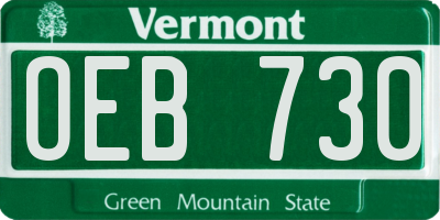 VT license plate OEB730