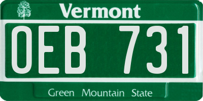 VT license plate OEB731