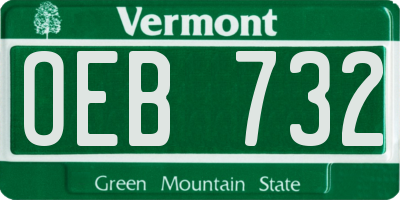 VT license plate OEB732