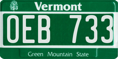 VT license plate OEB733