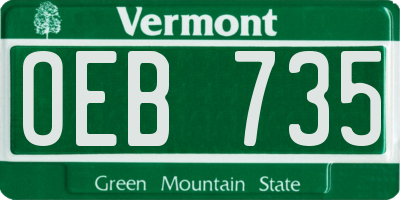 VT license plate OEB735