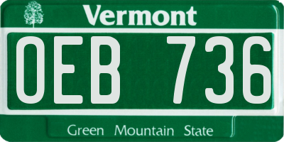 VT license plate OEB736