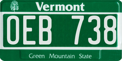 VT license plate OEB738