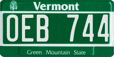 VT license plate OEB744