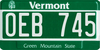 VT license plate OEB745
