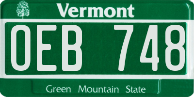 VT license plate OEB748