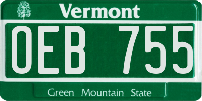 VT license plate OEB755