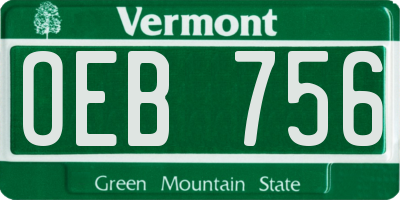 VT license plate OEB756