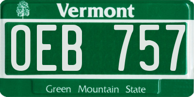VT license plate OEB757