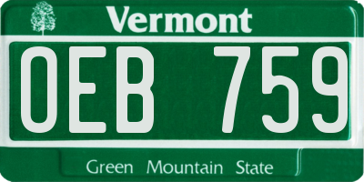 VT license plate OEB759