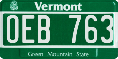 VT license plate OEB763