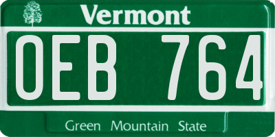VT license plate OEB764