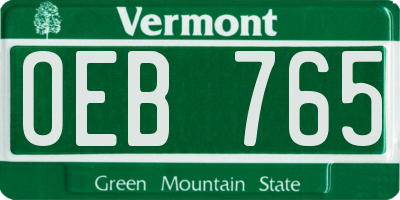 VT license plate OEB765