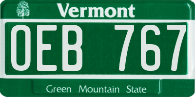 VT license plate OEB767