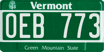 VT license plate OEB773