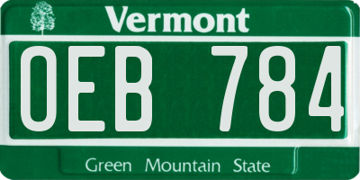 VT license plate OEB784