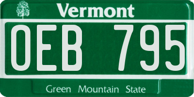 VT license plate OEB795