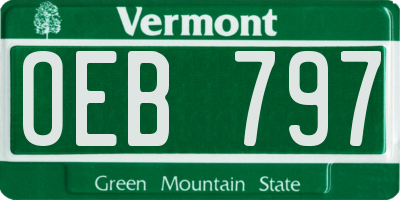 VT license plate OEB797